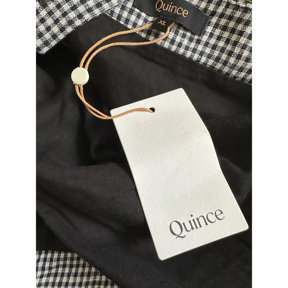 NWT Quince 100% European Linen Fitted Tank Classic Mini Gingham Women's Size XL - Picture 7 of 13